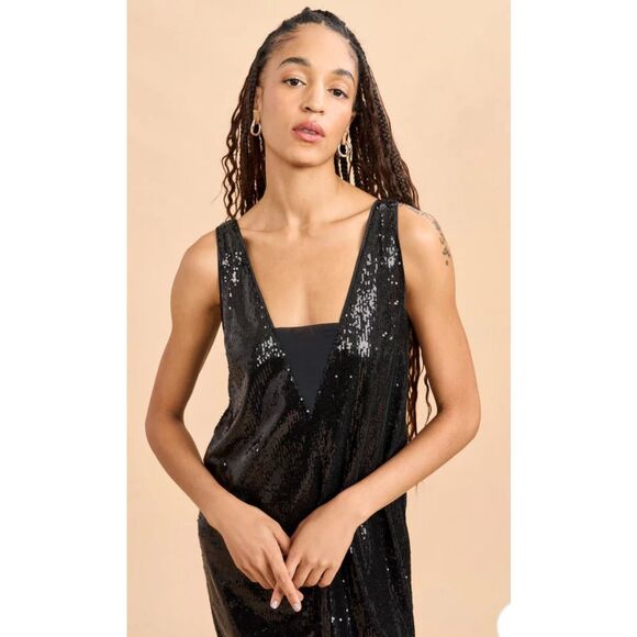 NWT LA LIGNE OONA DRESS - BLACK, Med $475 - Picture 3 of 13